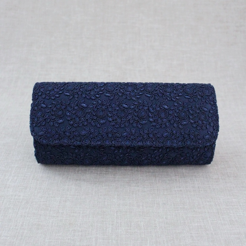 Like new Kailee P. Crochet Wedding Clutch in color Navy Lace